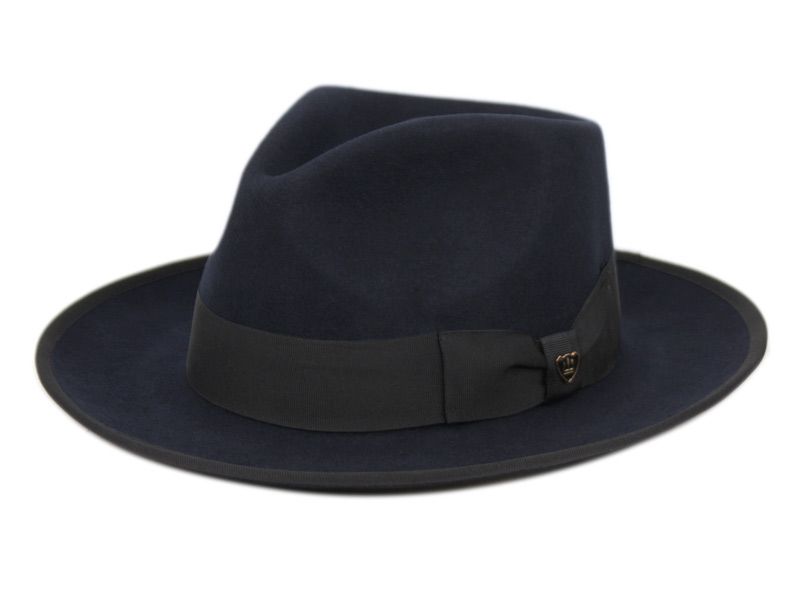 6 Wholesale Richman Brothers Wool Felt Fedora With Grosgrain Band In Navy