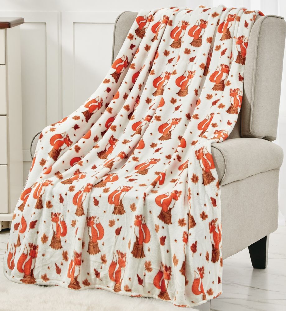 12 Wholesale 50 X 60 Inch Fall Vixen Holiday Throw Blanket
