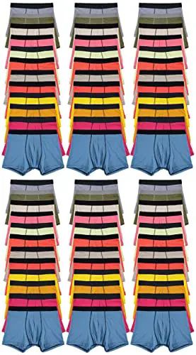 72 Pieces 72 Pack Of Mens Boxer Briefs Underwear Bulk, 100% Cotton, Soft, Comfortable, Assorted Colorful Brief (medium, 72 Pack Assorted) - Mens Underwear