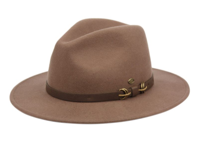 6 Wholesale Wool Felt Fedora Hats W/leather Band In Khaki