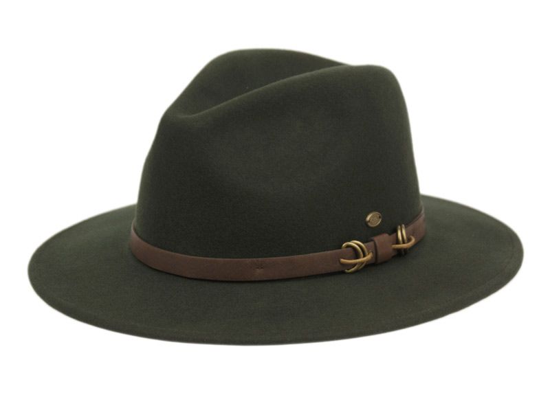 6 Wholesale Wool Felt Fedora Hats W/leather Band In Olive