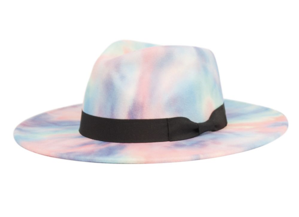 6 Wholesale Wide Brim Fashion Fedora With Grosgrain Band Color Mix Pink