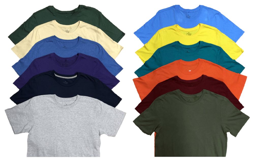 36 Pieces of Mens Irregular Plus Size Cotton Crew Neck Short Sleeve T Shirts, Assorted Colors 4x And 5x Only