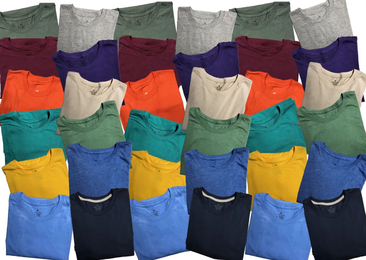 36 Pieces of Mens Irregular Plus Size Cotton Crew Neck Short Sleeve T Shirts, Assorted Colors Plus Size Mix Sizes 2-5xl