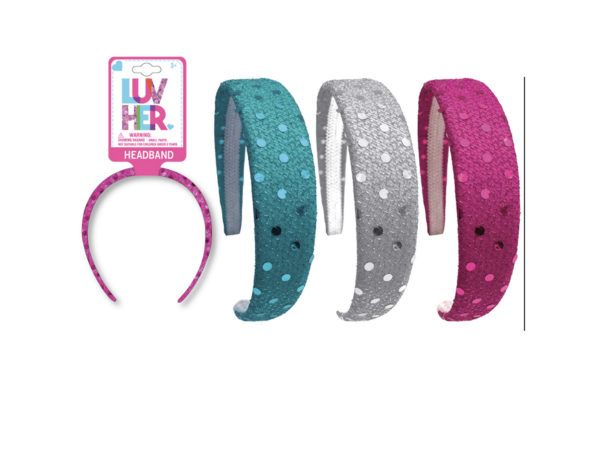 144 pieces of Luv Her Disco Dot Headband In Assorted Colors