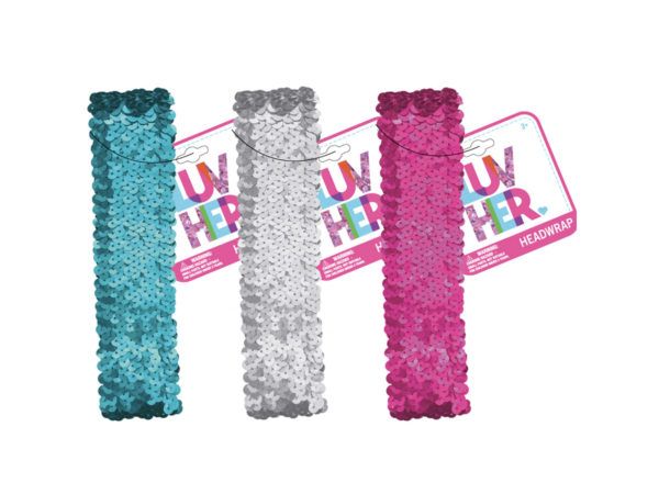 144 pieces of Luv Her Stretch Sequin Headwrap In Assorted Colors