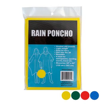 72 pieces of Rain Poncho W/hood Peva Plastic 52 X 80in/60g 4ast Colors Pb Insert