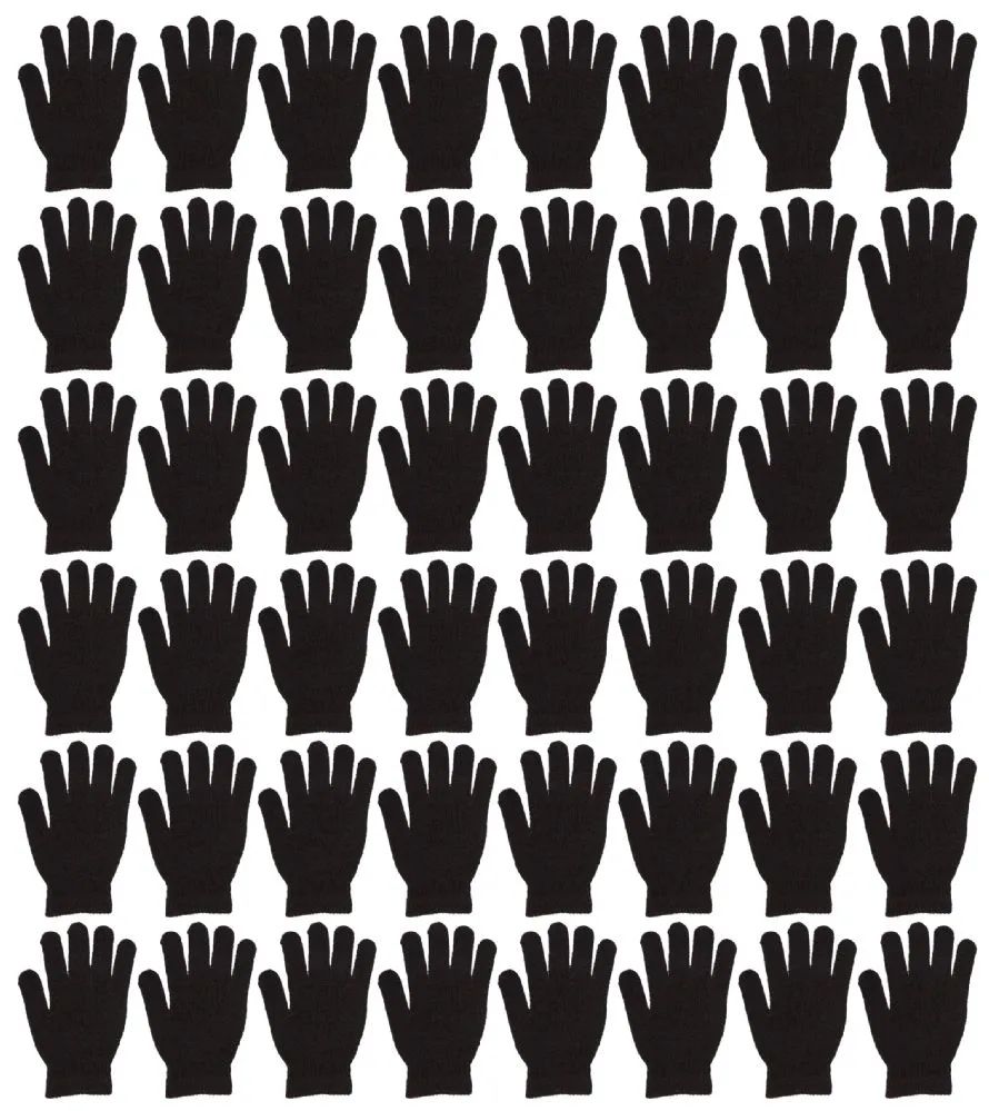 48 Wholesale Yacht & Smith Black Stretch Knit Unisex Winter Gloves