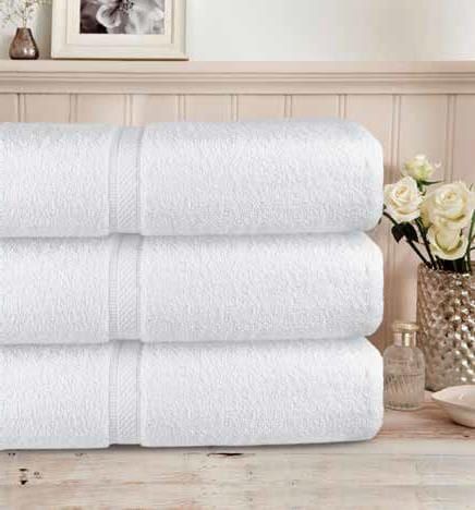 60 Wholesale The Mikado Collection 24x50 White Top Quality Bath Towel