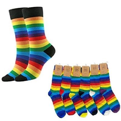 72 Pairs of 1pr Crew Socks [rainbow Stripes] 10-13