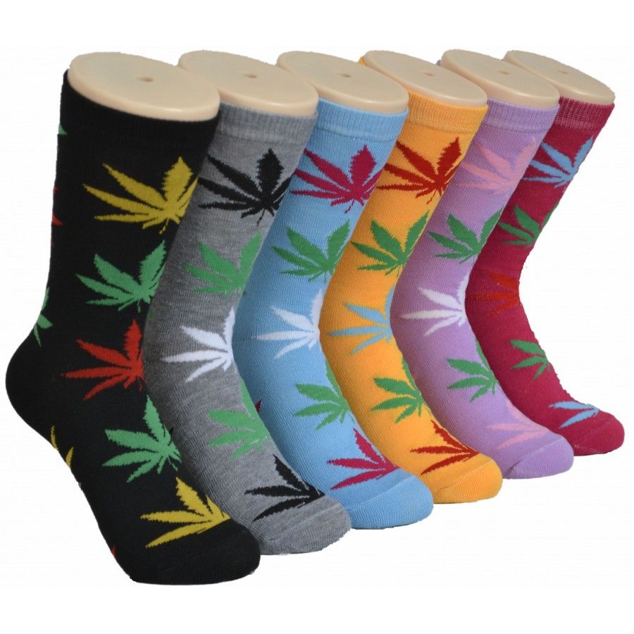 360 Wholesale Ladies Assorted Leaf Printed Crew Socks Size 9-11