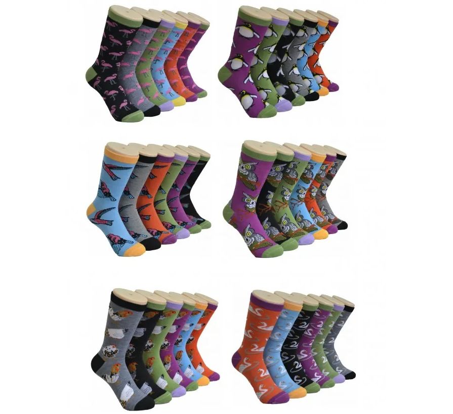 360 Pairs Ladies Assorted Fun Animal Printed Crew Socks Size 9-11 - Womens Crew Sock