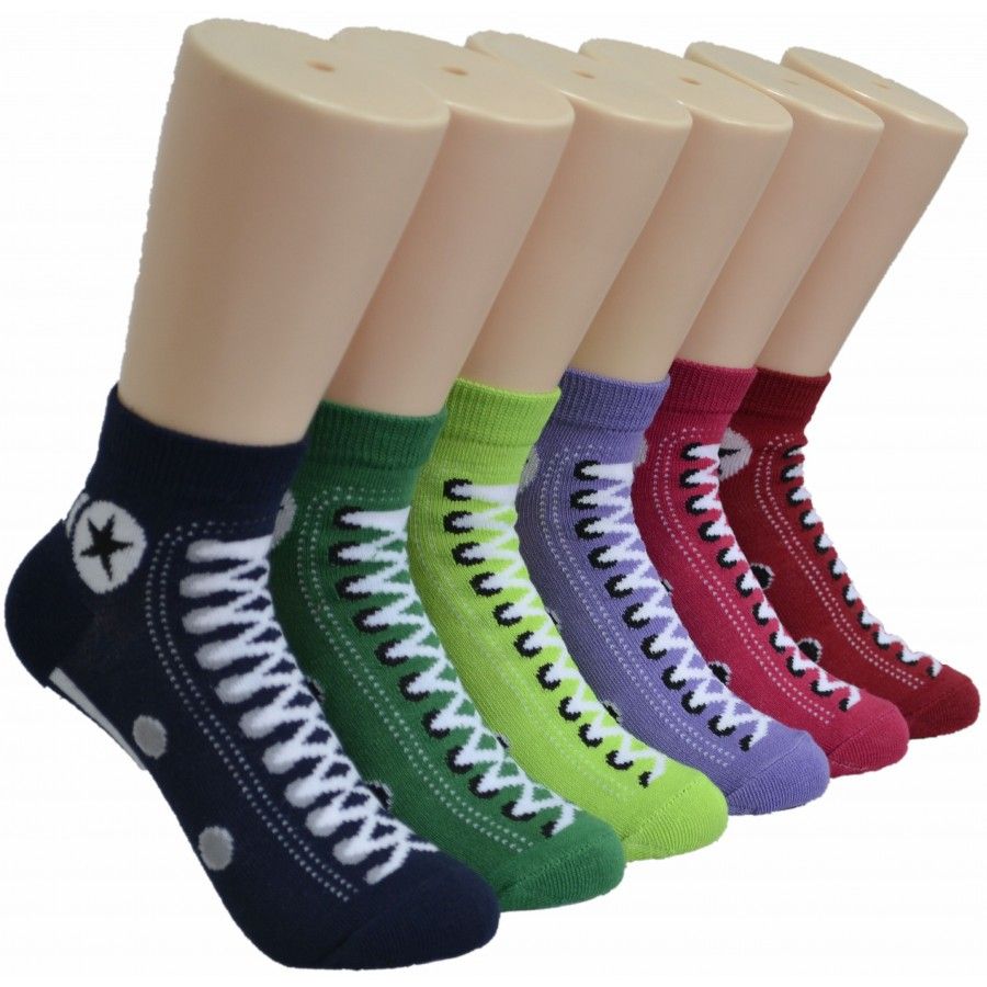 480 Wholesale Women's Low Cut Lace Up Printed Sock