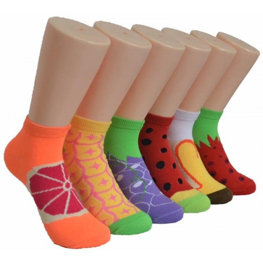 480 Pairs of Women's Fun Fruit Printed Ankle Low Cut Socks