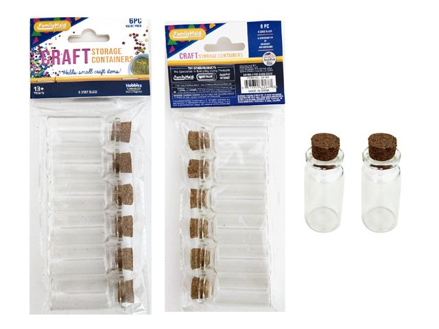 144 Pieces of 6 Pc Craft Storage Container Vials With Cork Stoppers