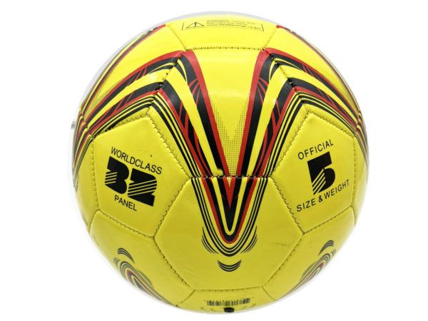 12 Wholesale Yellow Size 5 Soccer Ball With Red And Black Star Design