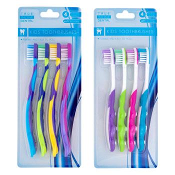 36 Wholesale Toothbrush Kids 4pc 2asst