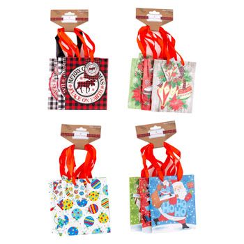 72 Wholesale Gift Bag Small 3pk Christmas