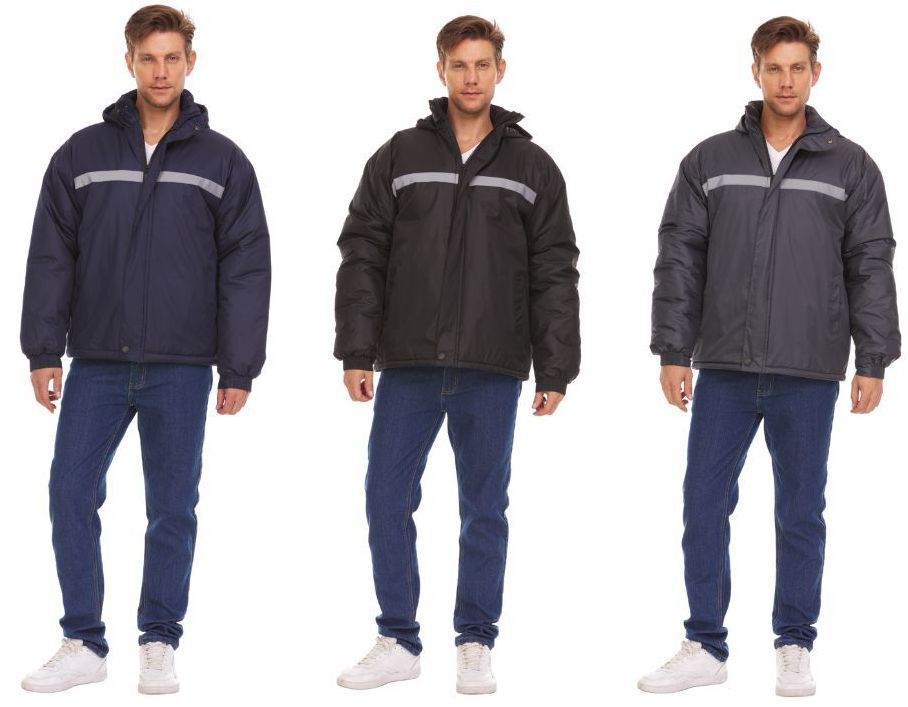 12 Wholesale Yacht & Smith Mens Hooded Winter Jacket With Safety Reflector