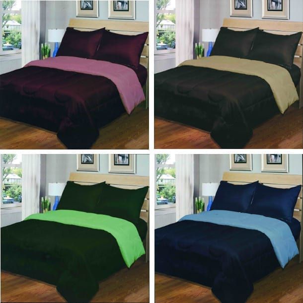 3 Pieces Luxury Reversible Comforter Blanket King Size 101 X 86 Navy Light Blue - Blankets & Bedding