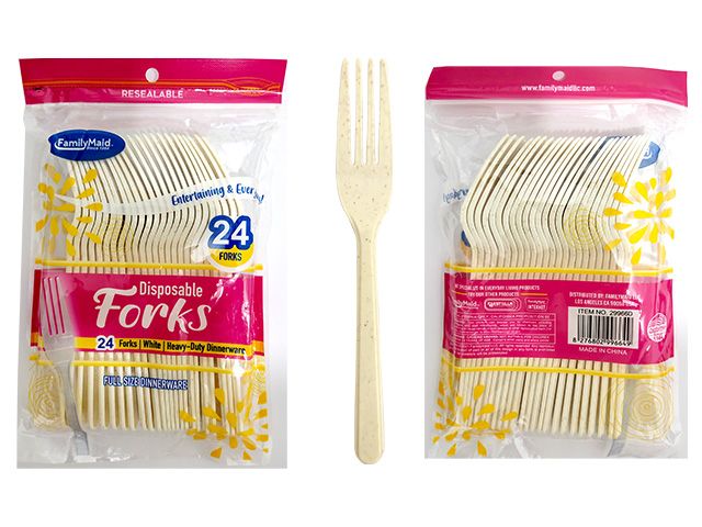 48 Wholesale Fork 24pc /bag Asst Clr With Sealable Bag