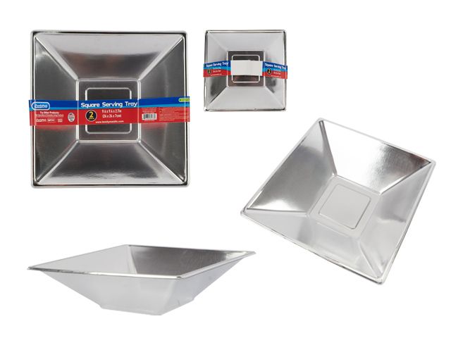 72 Pieces of 2 Piece Square Serving Tray In Silver