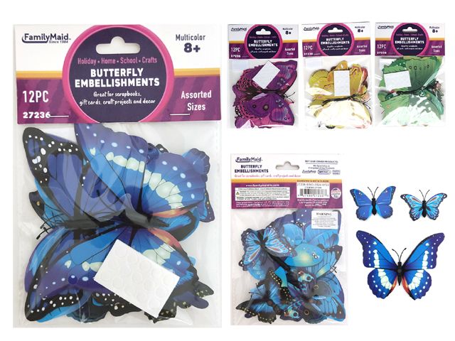 144 Wholesale Butterfly Embellishments