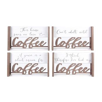 12 Wholesale Tabletop Coffe Sign 4asst Wood