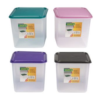 24 Wholesale Food Storage Container Christmas Square 7x7x4.7in Plastic W/4  Prints Xmas Label/3 Color Lids - at 