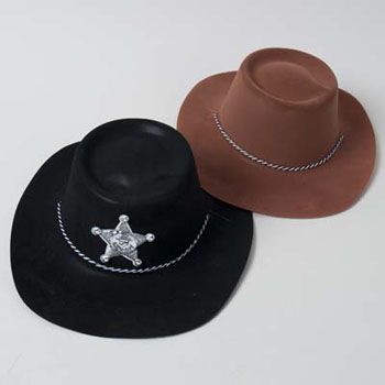 24 Wholesale Cowboy Or Sheriff Hat 2ast Flocked Age 8+/hangtag