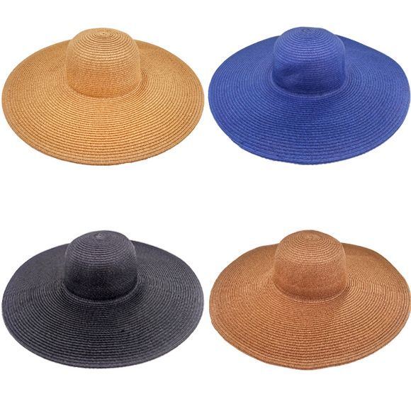 36 Pieces Woman Wide Brim Floppy Summer Straw Hat Adjustable Size - Sun Hats