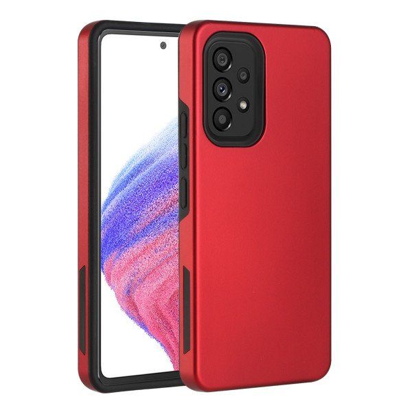 24 Wholesale Glossy Dual Layer Armor Defender Hybrid Protective Case Cover For Samsung Galaxy A23 5g In Red