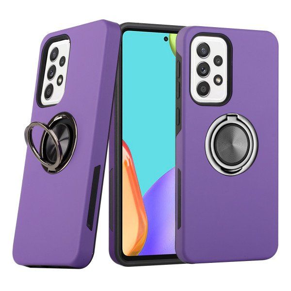 24 Wholesale Dual Layer Armor Hybrid Stand Ring Case For Samsung Galaxy A33 5g In Purple