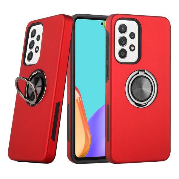 24 Wholesale Dual Layer Armor Hybrid Stand Ring Case For Samsung Galaxy A33 5g In Red