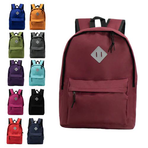 24 Pieces of 17 Inch Deluxe Wholesale Backpack In Assorted Colors