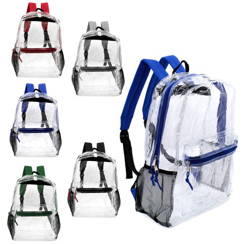 24 Pieces of 17 Inch Transparent Backpack In Assorted Colors