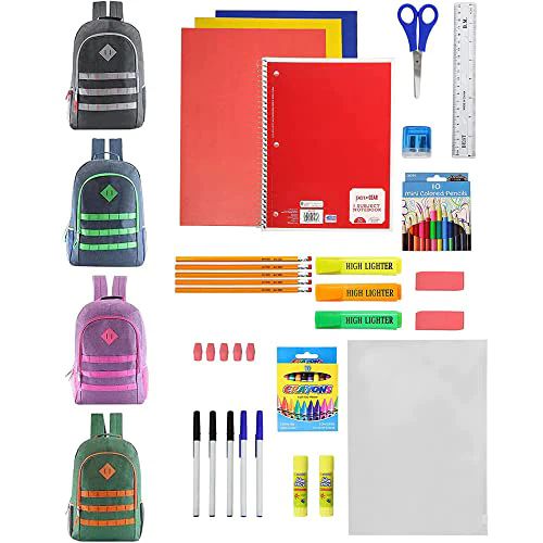6 Sets 52 Piece Deluxe School Supply Kit With 19 Inch Backpack School
