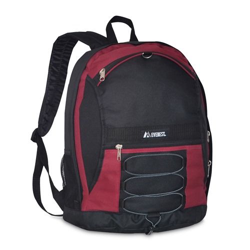 30 Pieces of Two Tone Backpack With Mesh Pockets In Burgandy
