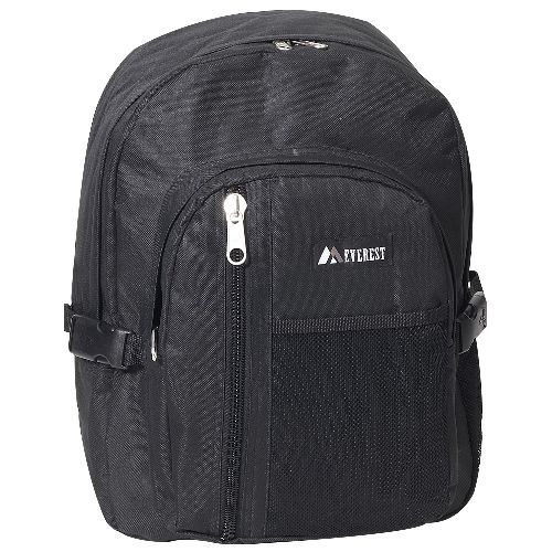 30 Wholesale Backpack With Front Mesh Pocket In Black