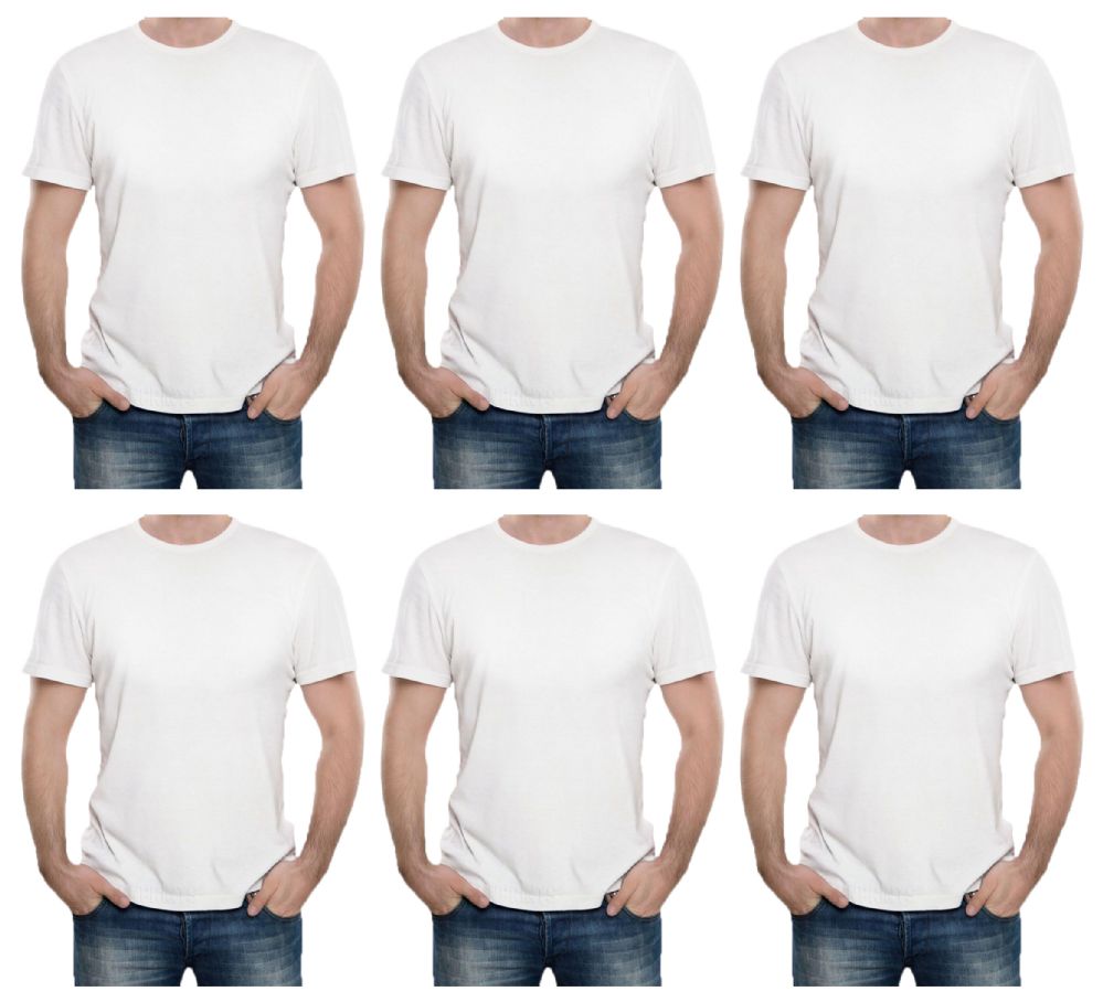 6 Wholesale Men's Cotton Short Sleeve T-Shirt Size X-Large - White