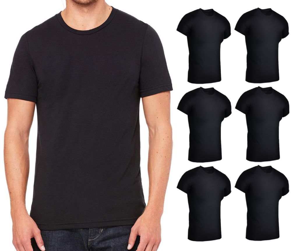 12 Wholesale Mens Cotton Crew Neck Short Sleeve T-Shirts Black, Small