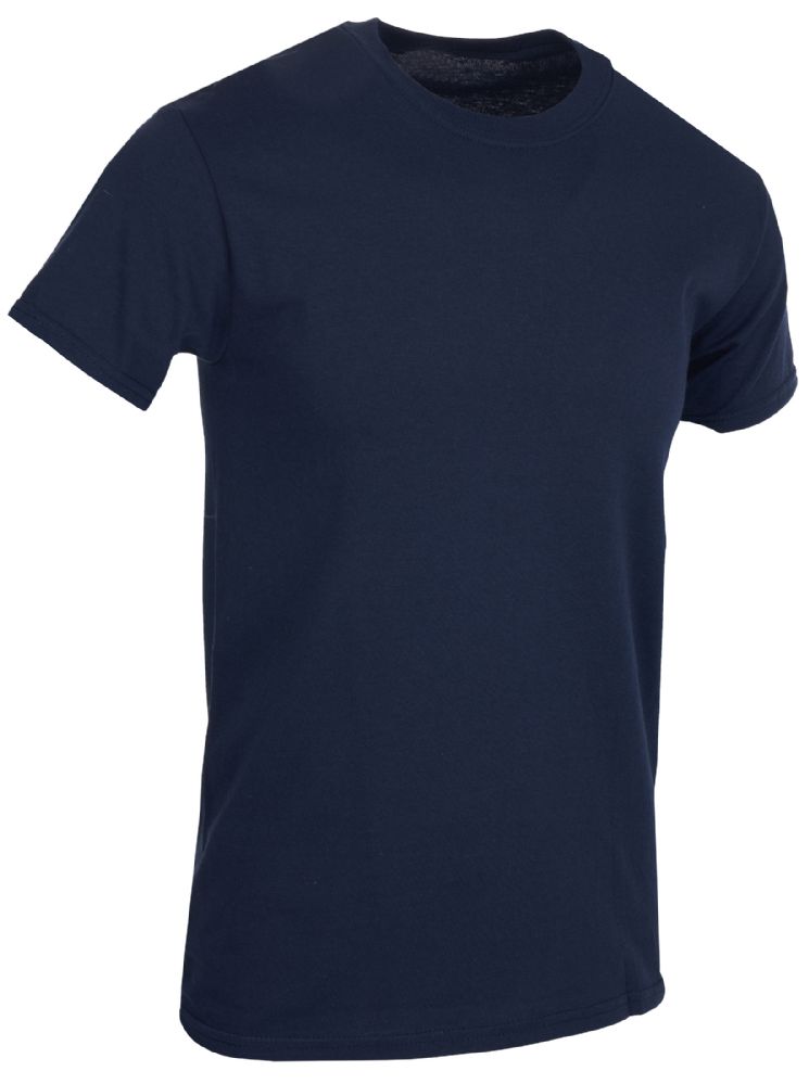 6 Pieces of Mens Cotton Crew Neck Short Sleeve T-Shirts Navy, 6x Large