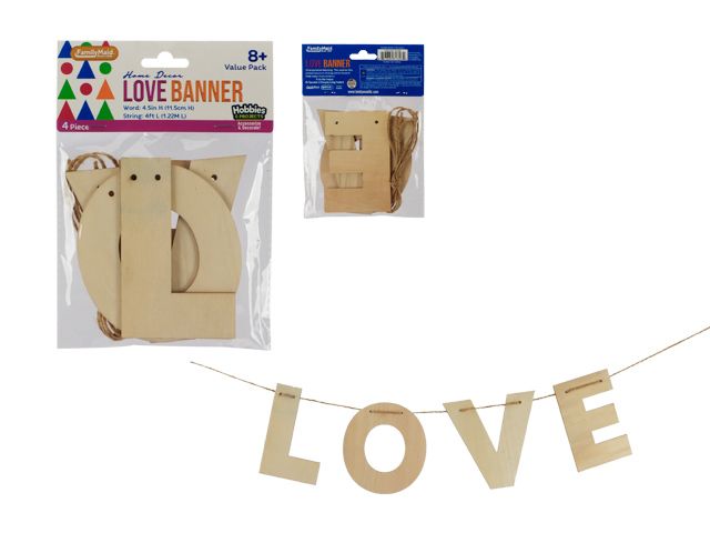 96 Wholesale Wooden Word Banner "love"