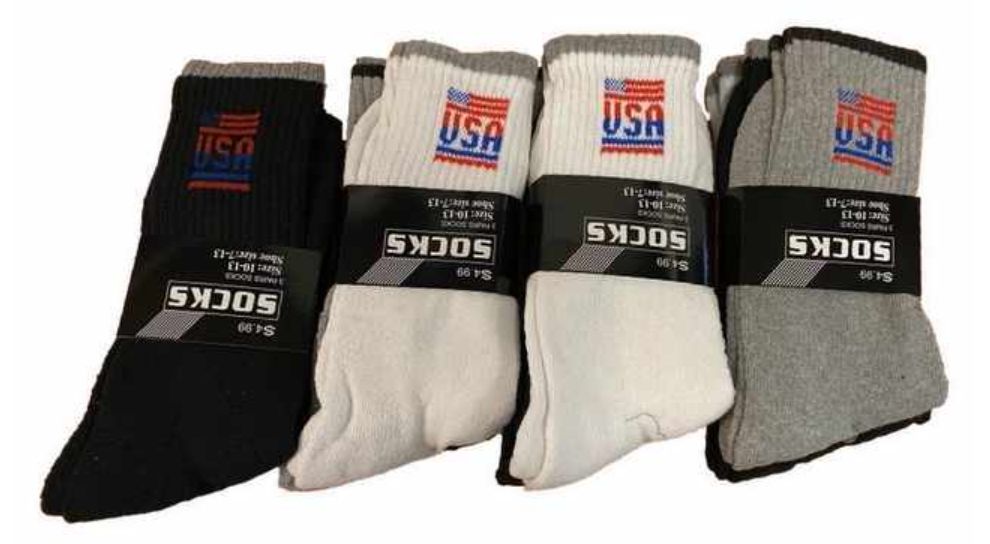12 Bulk Usa Crew Socks