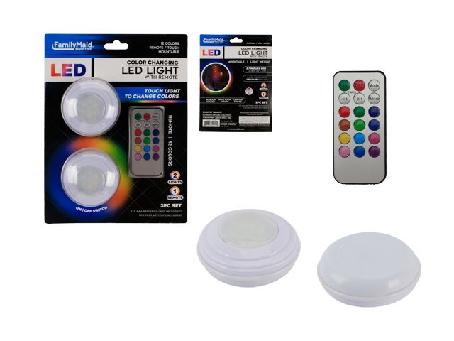 12 Pieces of 2pc Color Changing Led Light W/ Remote