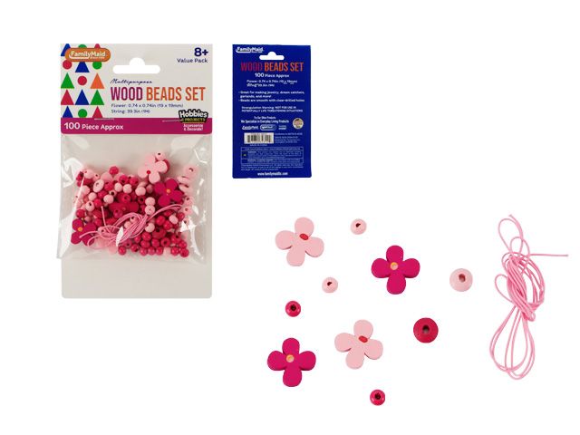 288 Pieces of Wood Beads Set 100pc Flowers