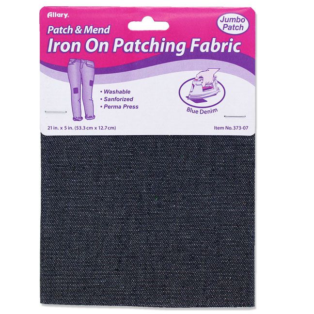 144 Pieces of Blue Denim Iron On Mending Fabric