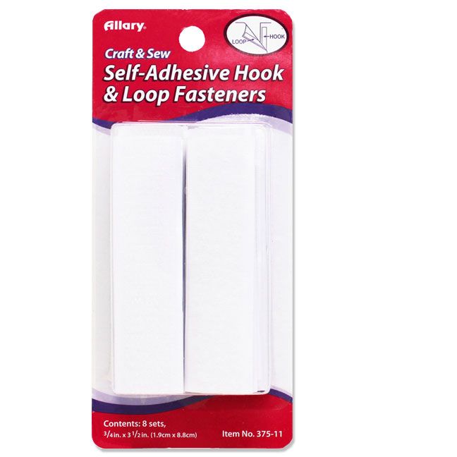 144 Pieces of Hook & Loop Fasteners, White NO-Sew, 8 Sets/16 Strips