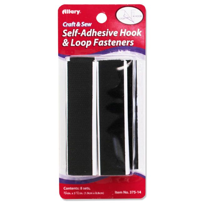 144 Pieces of Hook & Loop Fasteners, Black NO-Sew, 8 Sets/16 Strips