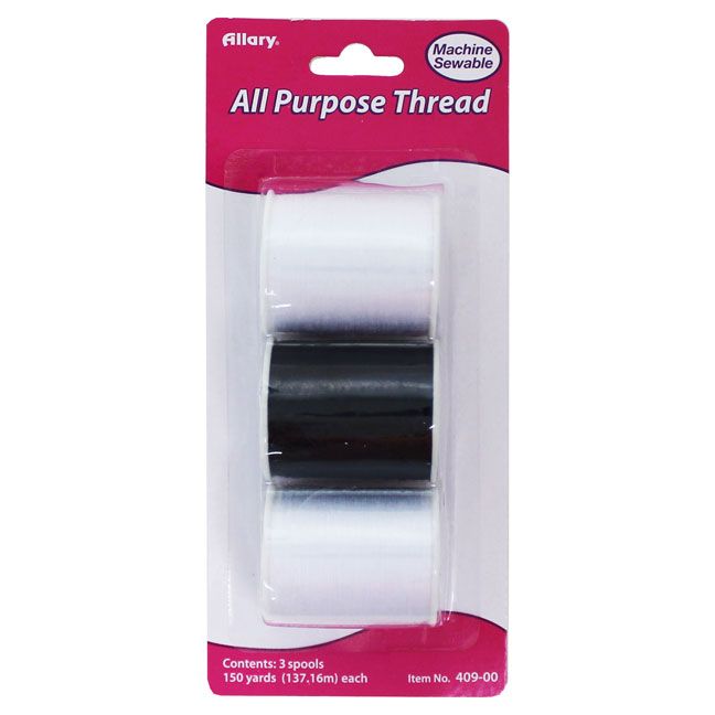 72 Pieces of All Purpose Thread, 150 Yds. (137.16m), 2 White/1 Black